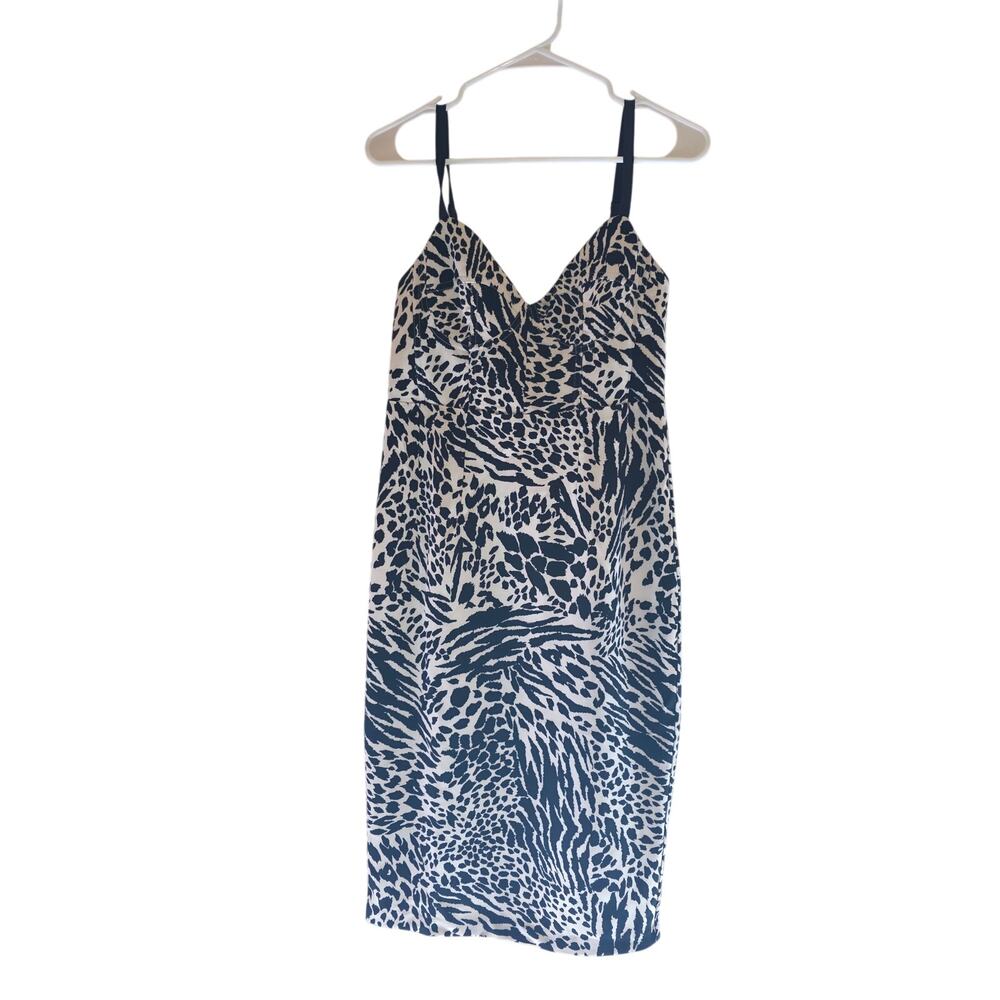 Sergio Hudson Target Midi Dress S Womens Black White Back Zip V Neck